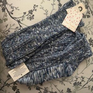 NWT FREE PEOPLE Blue and White Knit Over the knee Socks